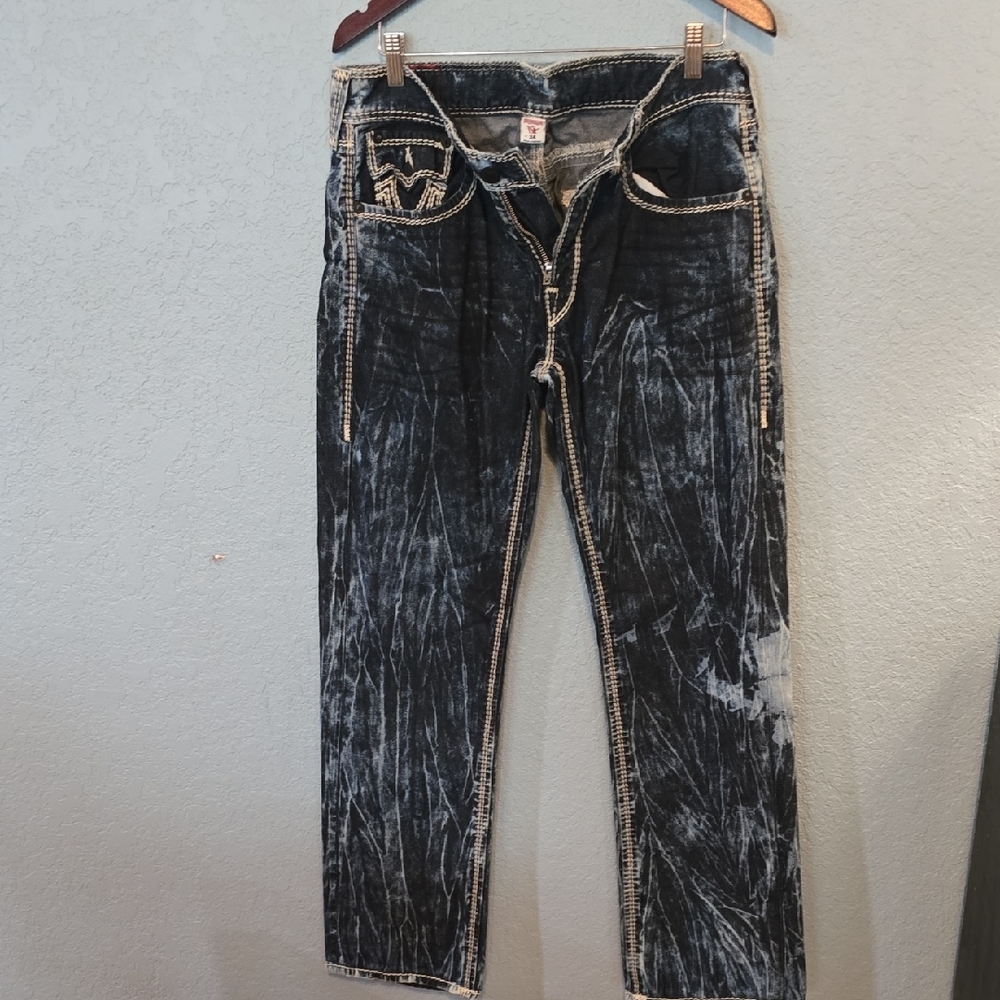 True Religion Men's Straight Jeans Dark Denim - Picture 3 of 5
